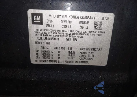 2021 Chevrolet Trax Fwd Lt from USA, damaged, VIN KL7CJLSB4MB326613